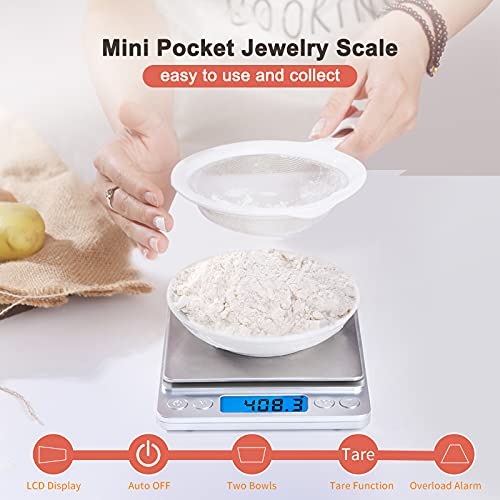 Food Scale Small Gram Scale Digital Gram And Ounce Scale, Usb Rechargeable 0.01G/0.001Oz Accurate, Meiya Kitchen Scale For Soap Making, Jewelry, Baking, Tare Function, Including Battery And 2 Trays #TOP2