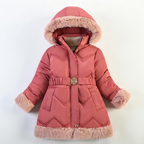 Girls Puffer Jackets Warm Fleece Shackets Heavyweight Snow Puffer Jacket Warm Hooded Coat with Waist Belt and Pockets2