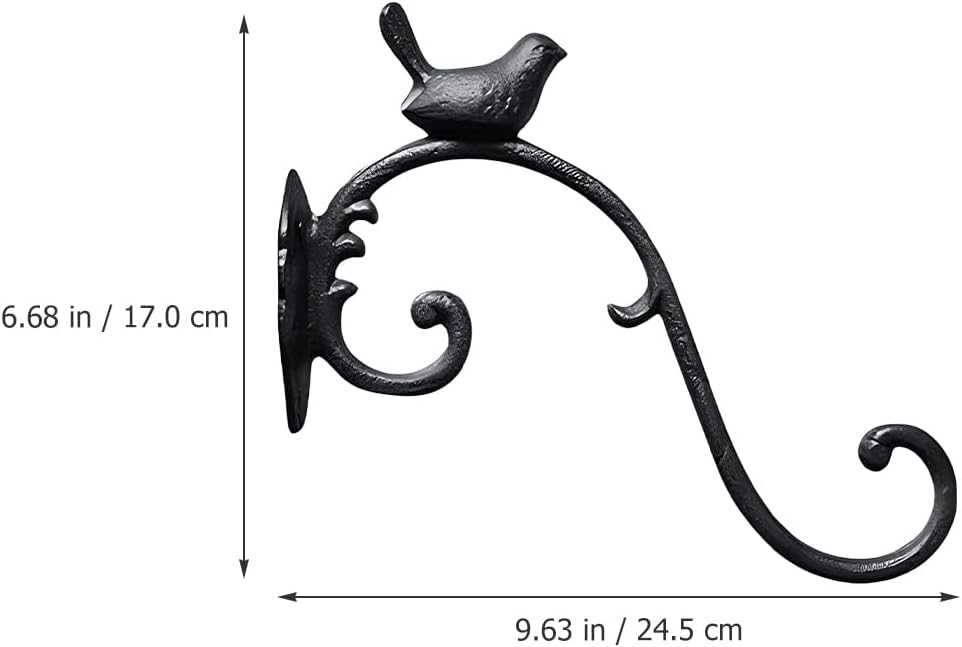 HANABASS Wall Hook Hanging Plant Hanger 9.65X6.69 Inch Cast Iron Bracket for Flower Basket Lantern Bird Feeder Outdoor Garden Decoration