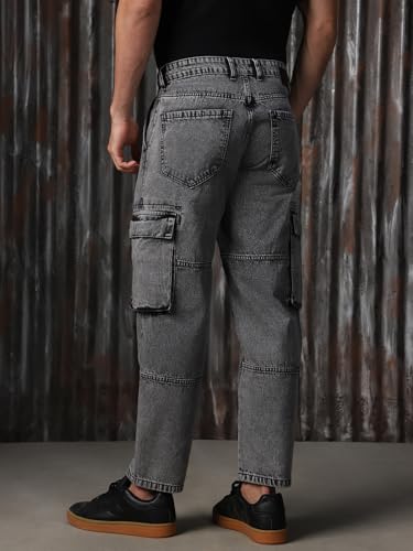 Image of High Star Men Cotton Washed Straight Fit Mid-Rise Regular Jeans