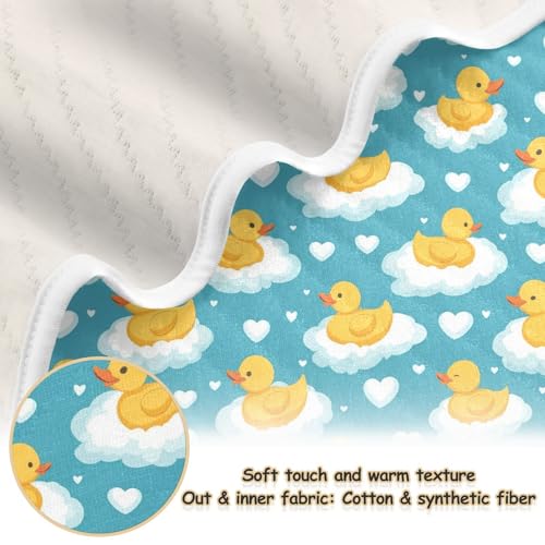 Image of Toddler Blanket for Baby Boy or Girl Soft Multi Use Wrap Swaddle for Infant Toddler 30X40in Cute Yellow Ducks Floating on Clouds