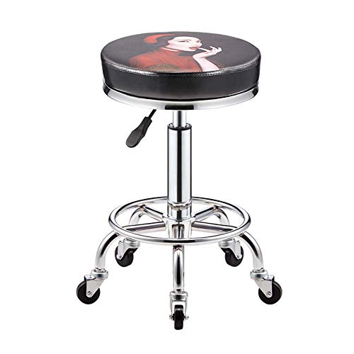 Tabouret à vérin à gaz en cuir synthétique robuste lèvre rouge