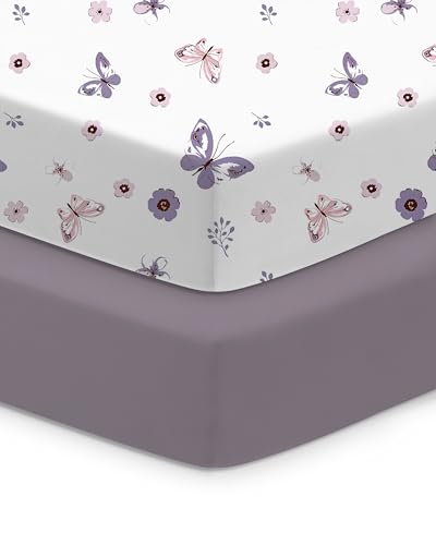 Image of Crib Sheets 2 Pack, Fitted Crib Sheet for Standard Crib Mattress 28x52x9, Ultra Soft Jersey Knit, Breathable Stretchy Deep Pocket, Snug Fit Stays Put, Baby Crib Mattress Sheet