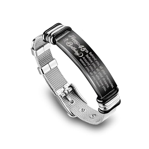 Image of Happy Birthday Stainless Steel Bracelet Engraved with Inspirational Message Customized for Son,daughter,friends,sister,brother
