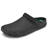 Mishansha Clogs Pantoletten Herren Sommer Gartenschuhe Damen Atmungsaktiv Barfuß Hausschuhe Schwarz 46
