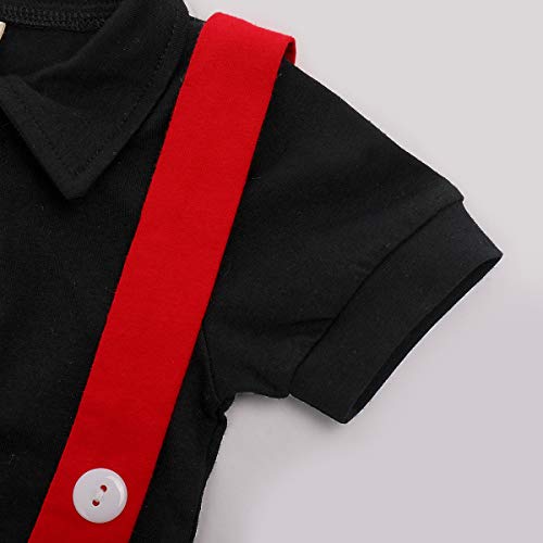 Baby Boys Mouse Baptism Christening Outfit 1St Birthday Formal Suit Wedding Tuxedo Short Sleeve Romper Bodysuit Suspenders Pre-Tied Bow Ties Bib Overalls Pants Cake Smash Clothes 3D#Red 6-12 Months #TOP4