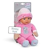 BABY born for babies Sleepy Pink – Morbida bambola da 30 cm – Con corpo rosa e sonaglino integrato – Bambola in tessuto con cappellino fisso – Adatta ai neonati