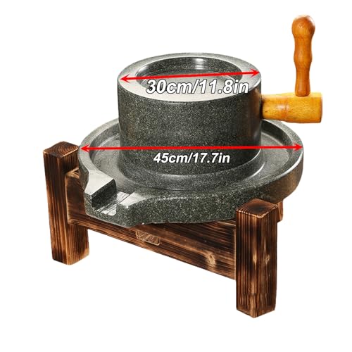 Moulin à pierre de 20 cm avec son support en bois rustique - 5