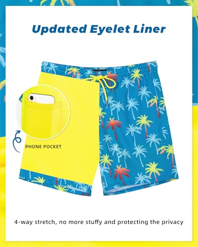 Image of SURF CUZ Mens Swim Trunks with Compression Liner Swim Shorts 7 inch Swimming Trunks Stretch 7 Inch Swim Suits Quick Dry