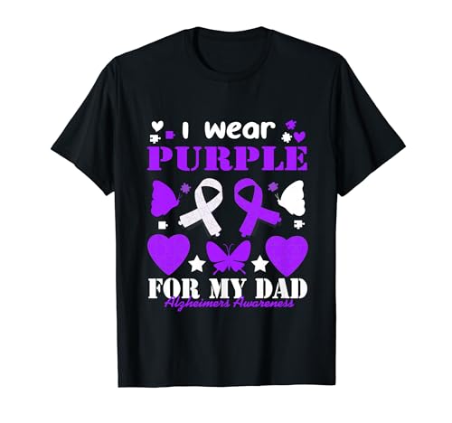 Conjunto de cinta de corazón con texto en inglés "I Wear Purple For My Dad" Camiseta