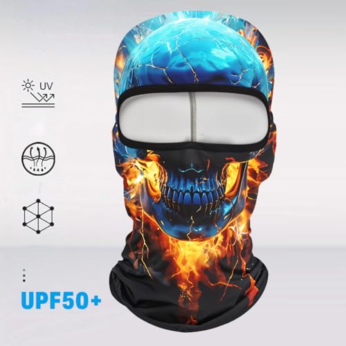 Image of Proberos Riding Face Cover Fun Ghost Face Balaclava Face Mask, for Men Women, UV Protector Full Face Cover, Breathable Cool Spandex Ice Silk Neck Protects from Wind, Sun, Dust Outdoor Activities
