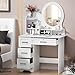 Haibinsuo Lighted Makeup Vanity Desk, Large Bedroom Dressing Table with Adjustable LED Mirror, Vanity Desk with Storage Shelves and 4 Drawers, Makeup Station for Organized Beauty Routine (A)