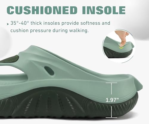 Image of COFACE Men Orthopedic Footbed Flip Flops Fabric Toe Post Beach Sandals Size 7-15
