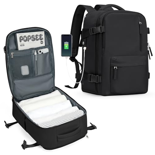 SZLX Mochila Viaje Cabina Avion 40x20x25 Mujer Ryanair Maleta para Cabina de avion Equipaje de Mano 45x36x20 Easyjet Mochila de Senderismo Mochila para Portatil Impermeable hombre con Cargador USB