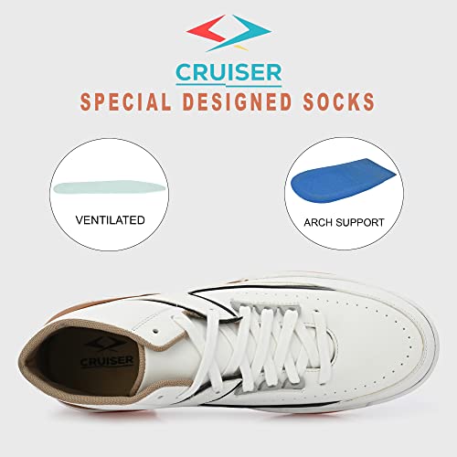 Image of Cruiser Mens 2514 White High-Neck Sneakers | Lightweight & Comfortable | Ideal for Walking, Gym, and Casual Wear