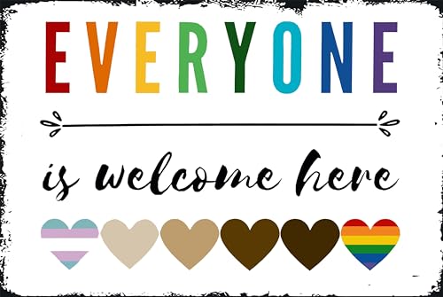 Inklusive Klassenzimmer-Boho-Regenbogen-Dekor, in diesem Klassenzimmer-Poster 'Everyone is Welcome Her Educational Diversity', Wandkunst, Metall-Blechschild, 20,3 x 30,5 cm