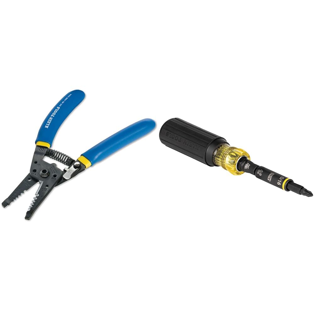 Klein Tools11055 Wire Cutter & Stripper, 11-in-1 Multi-Bit Screwdriver/Nut Driver, Impact Rated