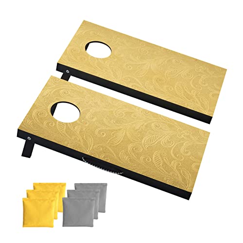Cometoss Cornhole Outdoor Game Golden Portable Small Size Cornhole Set-Includes 2 Mdf Wood Boards 23.6X11.8 Inch,6 3.8 Ounce Corn Hole Bean Bag Cornhole Set.… #TOP3
