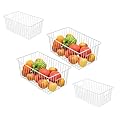 Y.Z.Bros 16Lx12W inch Wider Freezer Storage Organizer Baskets Container, Deep Metal Wire Chest Upright Refrigerator Divider Bins with Built-in Handles for Cabinet, Pantry, Closet, Kitchen(4)
