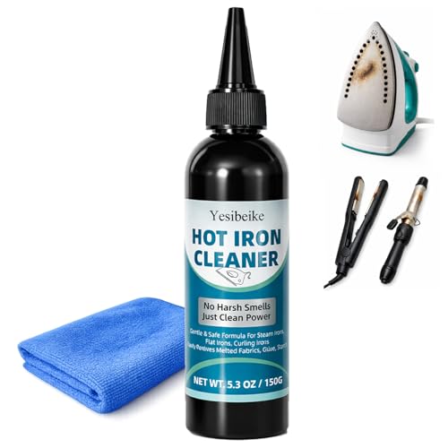 Yesibeike 150g No Smoke Iron Cleaner Cold Use Soleplate Cleaner Paste for Steam Irons Removes Starch Melted Fabric & Glue Safe for Flat & Curling Irons with Microfiber Cloth