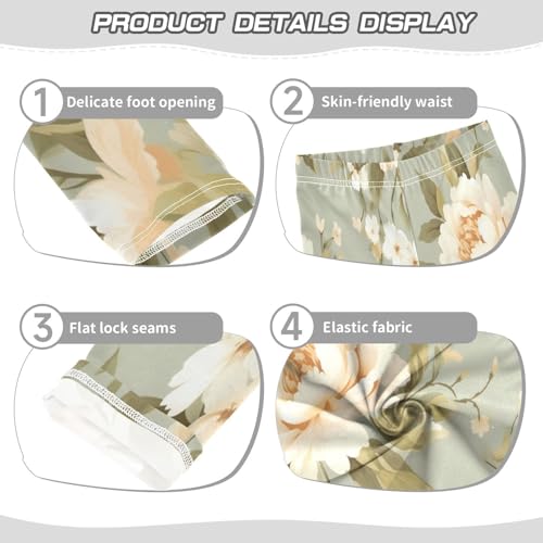 Toddler Girls Leggings Printed Yoga Pants Leggings White Yellow Camellia for Kids3