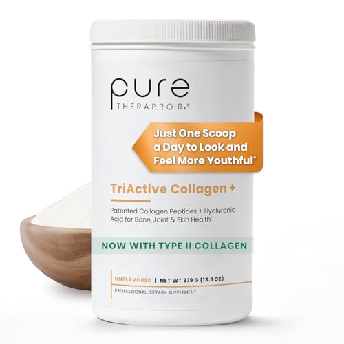 Pure Therapro Rx TriActive Collagen Plus Collagen Powder for Hair Skin Nails Bones & Joints Hydrolyzed Collagen Powder w/Patented Peptides Multi Collagen Protein Powder (Unflavored)