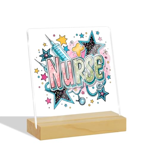 Retro Preppy Nurse Checkered Desk Decor Gifts Nurse Day Thanksgiving Birthday Graduation Thank You Gifts for Nurses Women Acrylic Sign With Holder