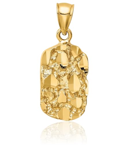 IceCarats 14K Solid Yellow Gold Chunky Nugget Necklace Chain Pendant Charm3