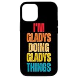 iPhone 15 I Love Gladys パーソナライズ レトロパターン ファーストネーム スマホケース