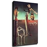 Salvador Dali - Woman With a Head of Roses Poster Canvas Modern HD Picture Print Artwork Home Living Room Bedroom Room Wall Art Background Decor (12x18inch Framed)