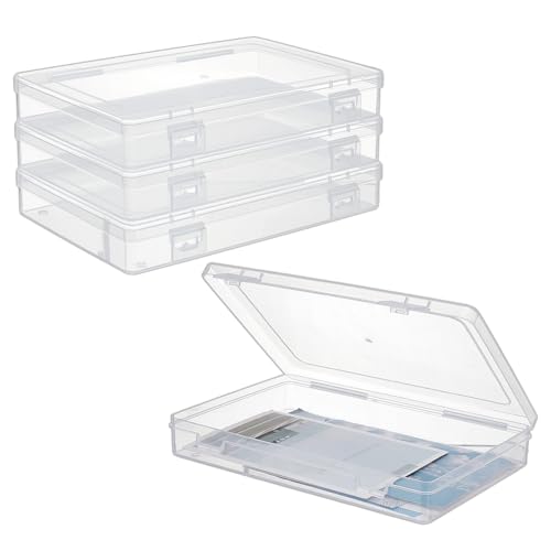 OLYCRAFT Caixa de armazenamento de fotos com 4 peças para fotos de 12 x 17 cm, caixa organizadora de fotos, estojo de plástico portátil para quebra-cabeças, fotos, adesivos, scrapbook, materiais de