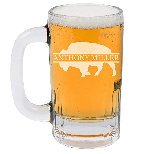 Custom Engraved Glass Personalized Buffalo Strike (12 oz Beer Mug)