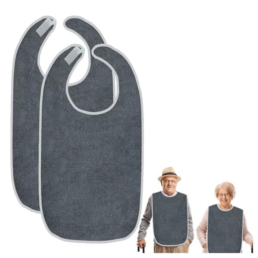 Anrbb 2 Stück Wasserdichte Lätzchen für Erwachsene, Senioren Mehrweg Waschbar, Leicht zu Reinigen, Unisex Kleiderschutz mit Klettverschluss für Ältere und Behinderte, Komfortabler Pflege-Schutzlätz