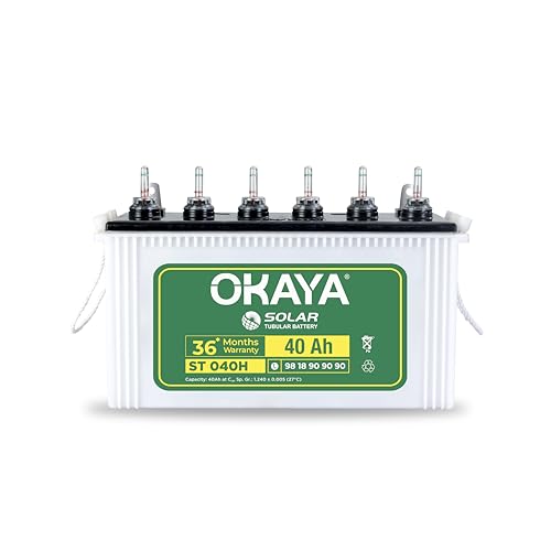 Image of Okaya Solar ST 040H, 40Ah Tubular Battery for Home, Office & Shop with 36 Months Warranty