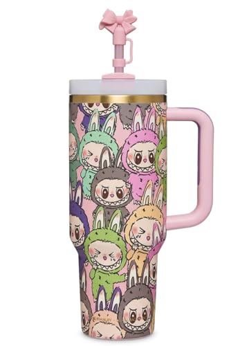 Image of Stanley The Quencher H2.0 Flowstate Tumbler with Straw, 40oz, Pink Labubu Character Print, Double-wall Vacuum Insulated, Limited Edition