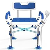 Loyoda FSA/HSA Eligible Shower Chair for Inside Shower with Reinforced Crossing Bar, Heavy Duty Shower Seat 500lbs with Padded Arms and Back, Height Adjustable Shower Chair for Elderly and Disabled