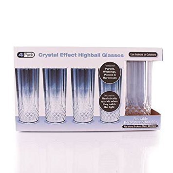 16 oz. Crystal-like Hard Plastic Disposable Highball Glasses; 1 Set of 4