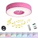 Produktbild LHY LIGHT LED Deckenleuchte mit Bluetooth Lautsprecher, 36W Dimmbare intelligente Musik-Decken-Lampe mit Fernbedienung, Farbe Dekorative Beleuchtung für Kinderzimmer,Rosa,40cm