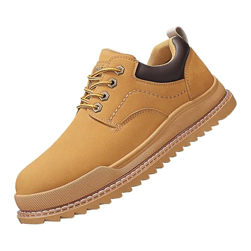 Moda Zapatillas Hombre Planas Cuero Negocios Casual Cómodo Moda Zapatillas Zapatillas Deportivas Ligero Al Aire Libre Antideslizante Zapatos Para Caminar, amarillo, 43 EU