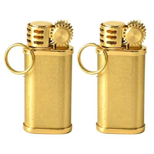 Zxwjddm Paquete de 2 encendedores de Queroseno Vintage a Prueba de Viento con diseño de Llavero,Encendido de pedernal Antiguo, Reutilizable,Adecuado for Acampar al Aire Libre y encender(Medium)