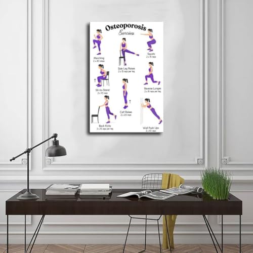 Poster plan d'exercice ostéoporose toile 30x45 cm pour mur salon - 3