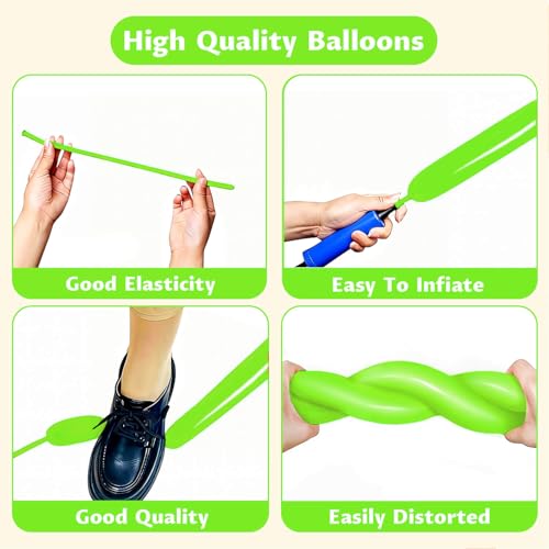 Image of 260 Light Green Long Balloons for Balloon Garland Thickening Skinny Latex Twisting Animals Modeling Christmas Birthday Wedding Party Festival Decorations 100pcs