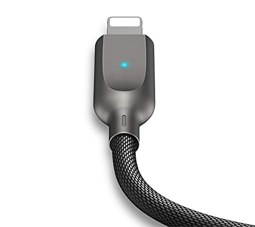 Neugeek Charging Cable Smart Auto Disconnect Charger Cord 6.16FT Nylon Braided Fast USB Data Sync Cable LED Indicator Light Compatible with iPhone X/ 8/ 7/7 Plus /6/6 Plus /6s/5s /iPad and More