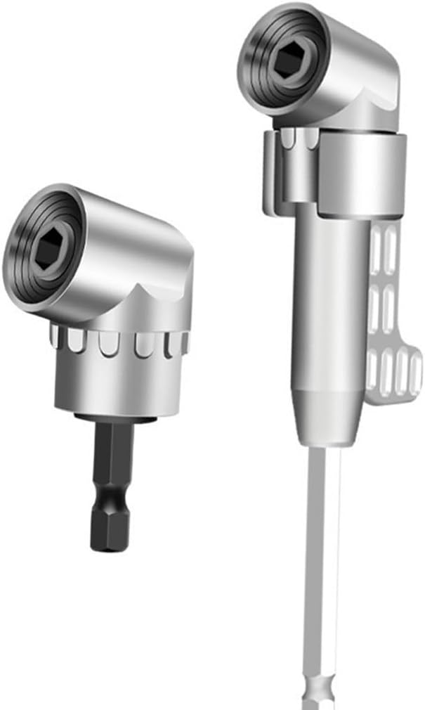 1PCS Right Angle Screwdriver, 105 Degree Corner Cutter+Socket Adapter Rod, Universal Screwdriver Head, Drill Socket, Cutter(Silver,Long Version+Sleeve)