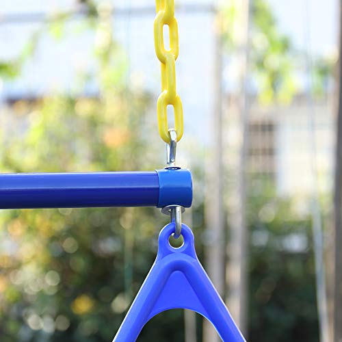 18" Trapeze Swing Bar Rings 48" Heavy Duty Plastic Coated Chains Swing Set Accessories Playground Swing Seat…