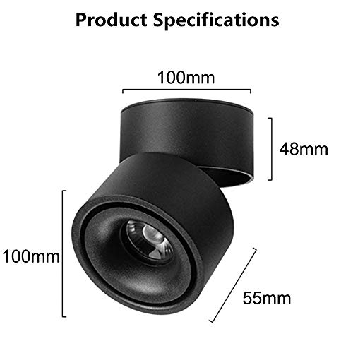 Image of LED Ceiling Spotlight-Indoor 360Adjustable Surface Mounted 10W COB Ceiling Downlight-Wall Lamp for Picture Background Wall Display Lighting(Black,4000K Natural Light)