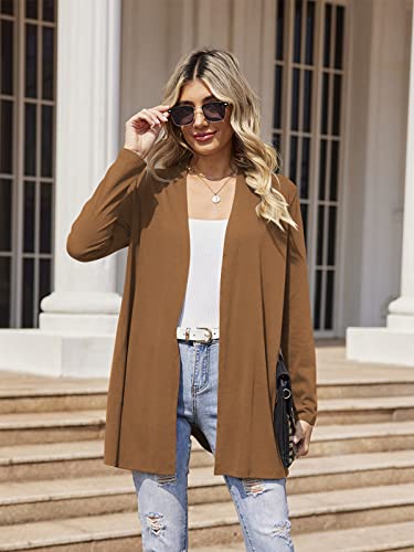 Hount Women's Lightweight Open Front Cardigans Casual Long Sleeve Cardigan Dusters with Pockets3