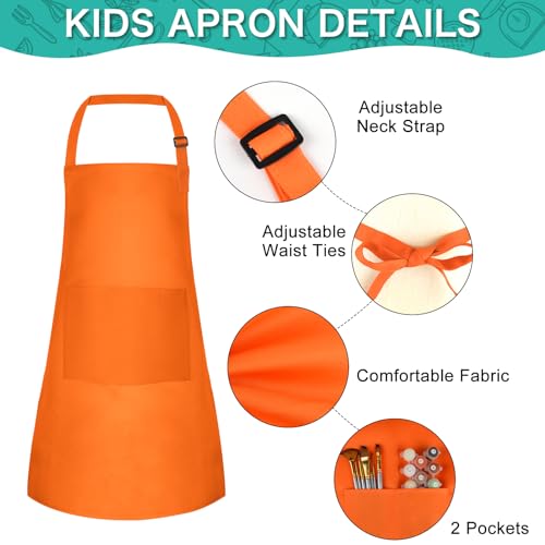 PLULON 15Pcs Kids Aprons Painting Aprons for Kids Aprons for Kids Bulk, Paint Apron Adjustable Children Chef Aprons with 2 Pockets for Girls Boys Painting Baking Cooking Crafting (Multicolor) by PLULON - Image 3