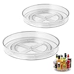 Yeqqzq 2 Pack Clear Lazy Susan Organizer, Lazy SusanTurntable Cupboard Organiser(27+23.5cm), Rotating Spice Rack Fridge Turntable Organiser for Pantry Countertop Kitchen Vanity Bathroom Jewelry Holder