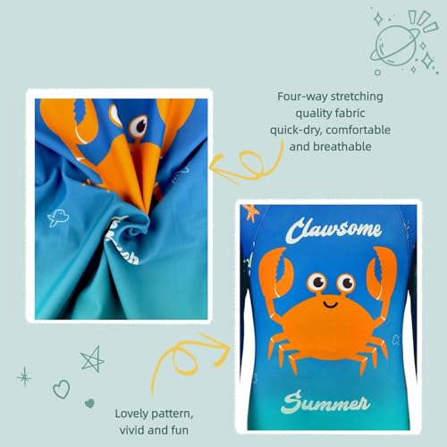 HiABsee Conjunto Rash Guard de manga comprida com zíper e proteção solar FPS 50+ para bebês, Carangu